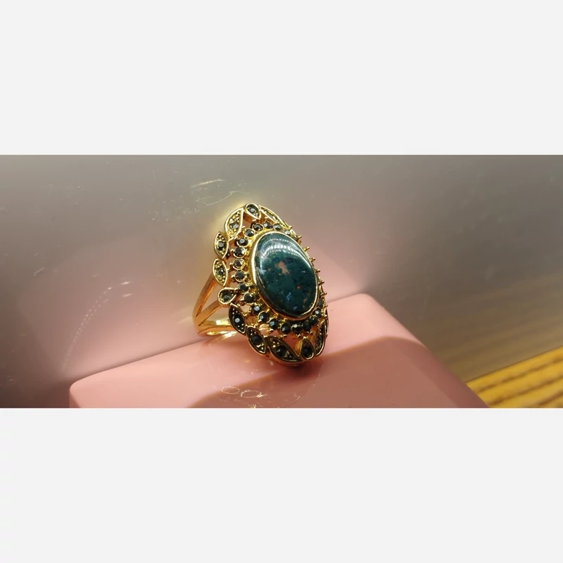 انگشتر استیل رنگ ثابت زنانه عقیق سبز خزه ای صددرصد طبیعی با ضمانت مکتوب اصالت.برند دُرسیم