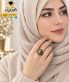 انگشتر زنانه استیل رنگ ثابت با عقیق زیبای آبرنگی برند دُرسیم