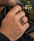 انگشتر نقره مردانه عقیق خرمایی دو پوسته طبیعی با ضمانت مکتوب اصالت .برند دُرسیم