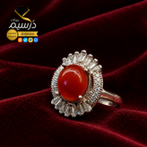 انگشتر نقره زنانه عقیق سرخ طبیعی با ضمانت مکتوب اصالت.برند دُرسیم