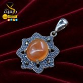 آویز نقره زنانه عقیق عسلی طبیعی و معدنی برند درسیم