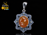 آویز نقره زنانه عقیق عسلی طبیعی و معدنی برند درسیم