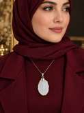 گردن آویز استیل زنانه مردانه عقیق سلیمانی سفید صددرصد طبیعی و معدنی