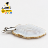 گردن آویز استیل زنانه مردانه عقیق سلیمانی سفید صددرصد طبیعی و معدنی