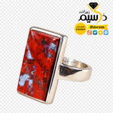 انگشتر استیل مردانه | عقیق جاسپر سرخ طبیعی
