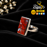 انگشتر استیل مردانه | عقیق جاسپر سرخ طبیعی