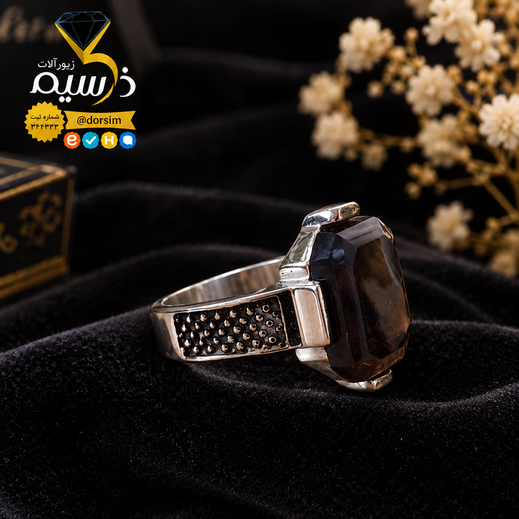 انگشتر عقیق سیاه مردانه