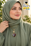 آویز زنانه عقیق قلبی با پروانه طلایی | نقره با آبکاری طلا