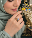 انگشتر عقیق آبی زنانه | استیل رنگثابت