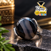 انگشتر زنانه استیل با نگین عقیق مشکی اصل | دُرسیم