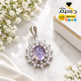آویز زنانه نقره با نگین عقیق یاسی اصل | دُرسیم