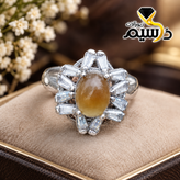 انگشتر دخترانه نقره با نگین عقیق عسلی اصل | دُرسیم