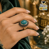انگشتر استیل رنگ ثابت زنانه عقیق جاسپر سبزه خزه ای صددرصد طبیعی و معدنی با ضمانت مکتوب اصالت.برند دُرسیم