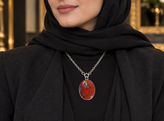 آویز نقره عقیق سرخ جاسپر |درسیم